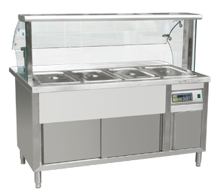 四斗保温菜台（拉门）带玻璃罩